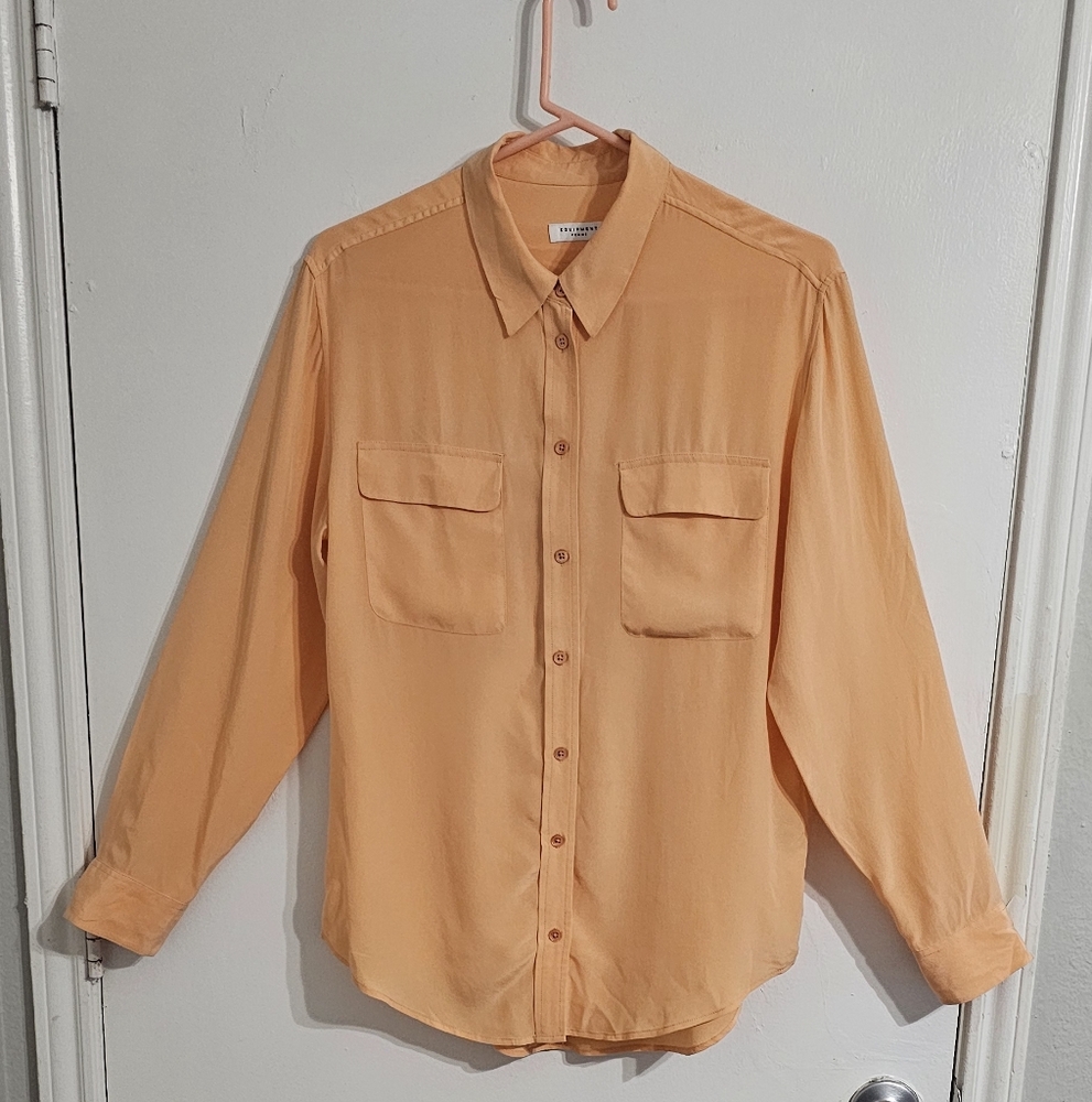 Equipment Femme Button Down Silk Shirt Women’s Medium Orange Minimalist Preppy